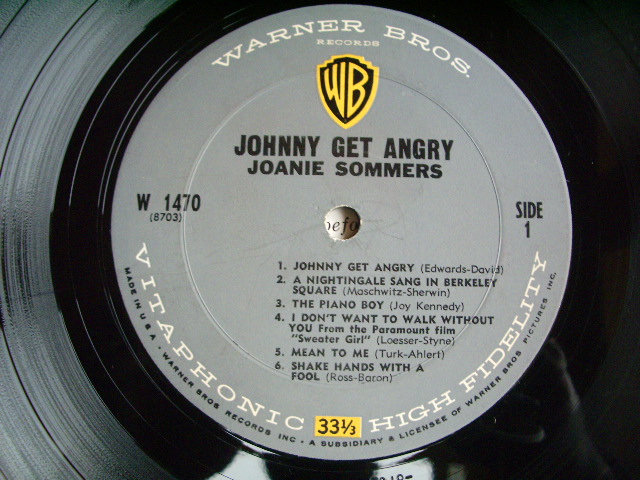 画像: JOANIE SOMMERS - JOHNNY GET ANGRY ( Ex++/Ex++ )  / 1963 US ORIGINAL MONO LP  