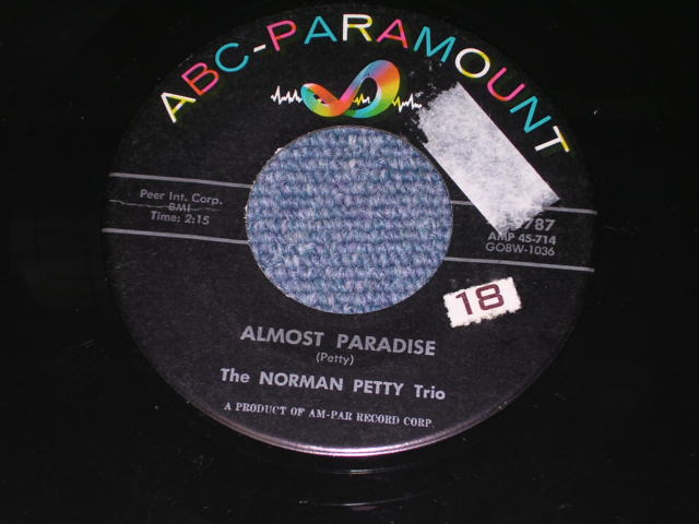 画像1: THE NORMAN PETTY TRIO ( BUDDY HOLLY ) - ALMOST PARADISE / 1957 US Reissue 7" Single With PICTURE SLEEVE 