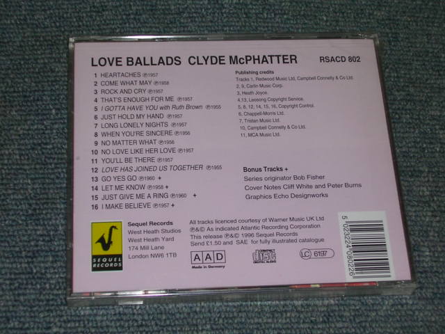 画像: CLYDE McPHATTER ( DRIFTERS ) - LOVE BALLADS / 1996 UKSEALED CD  