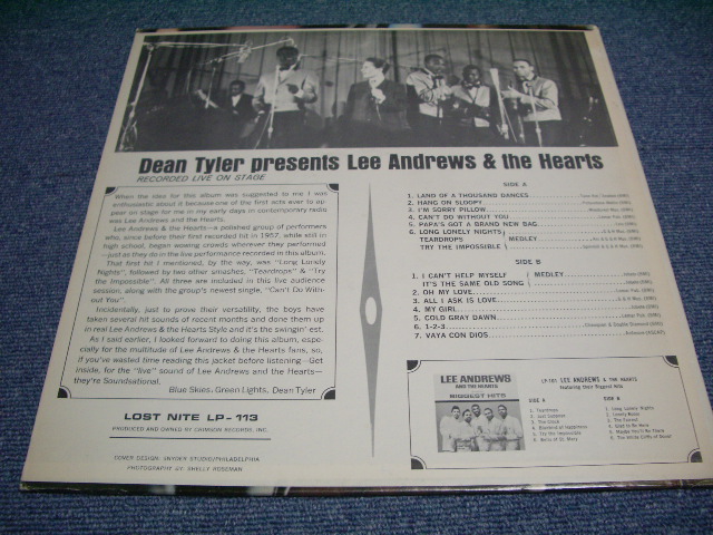 画像: LEE ANDREWS & THE HEARTS -DEAN TYLERPRESENTS RECORDED LIVE ON STAGE / 1965 MONO US ORIGINAL LP  