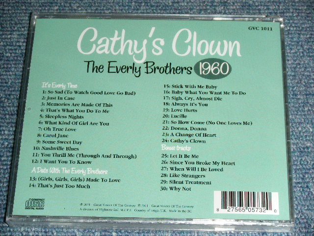 画像: The EVERLY BROTHERS - CATHY'S CLOWN The EVERLY BROTHERS, 1960 ( IT'S EVERLY TIME + A DATE WITH : 2 in 1 + BONUS ) / 2011 UK ORIGINAL EU PRESS  Brand New Sealed CD 