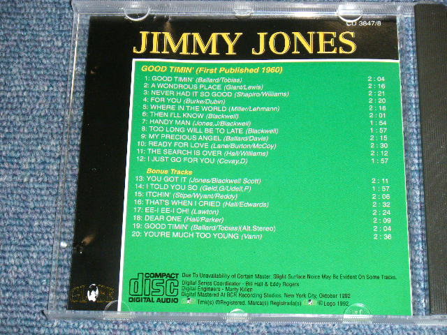 画像: JIMMY JONES - GOOD TIMIN' ( ORIGINAL ALBUM + BONUS ) / 1992 US ORIGINAL Brand New CD 