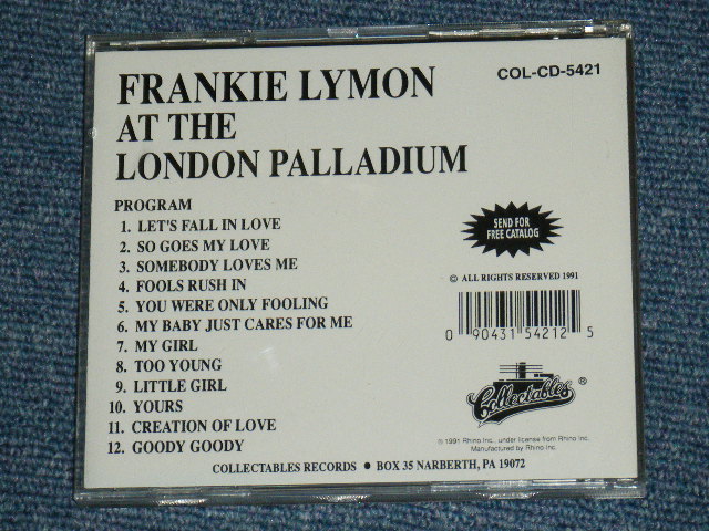 画像: FRANKIE LYMON ( of THE TEENAGERS ) - AT THE LONDON PALLADIUM / 1991 US BRAND NEW CD  