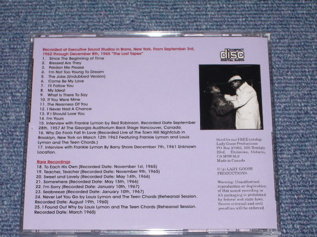 画像: FRANKIE LYMON ( of THE TEENAGERS ) - THE LOST TAPES / 1990s CANADA BRAND NEW CD  
