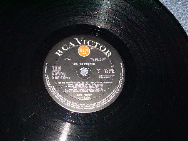 画像: ELVIS PRESLEY - ELVIS FOR EVERY ONE / 1965 UK ORIGINAL "RED SPOT RCA VICTOR " Label MONO LP 