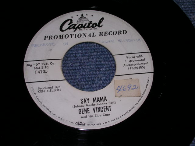 画像1: GENE VINCENT - SAY MAMA / 1958 US ORIGINAL White Label Promo 7"Single 