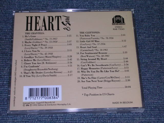 画像: THE CHANTELS & THE CLEFTONES - HEART & SOUL / 1992 BELGIUM BRAND NEW CD  