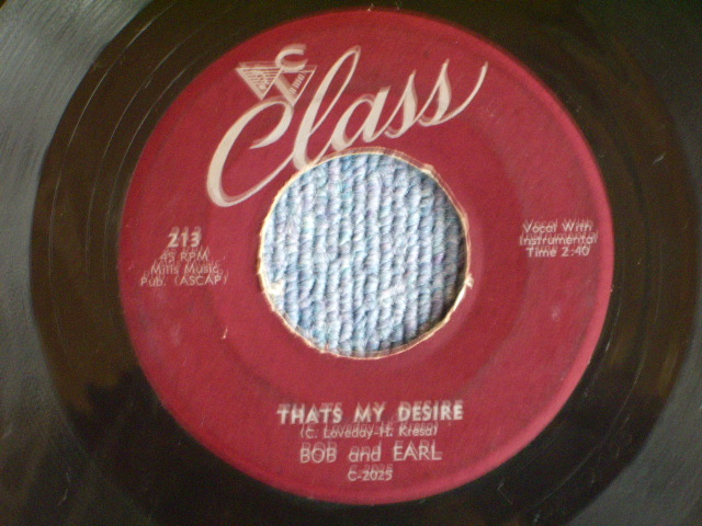 画像1: BOB AND EARL - THAT'S MY DESIRE / 1950s US ORIGINAL 7"SINGLE 