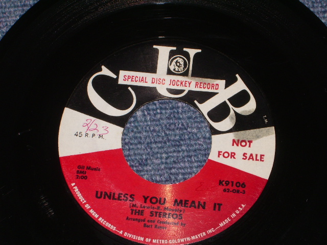 画像1: THE STEREOS - UNLESS YOU MEAN IT / 1962 US ORIGINAL Promo 7" Single