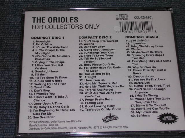 画像: THE ORIOLES - FOR COLLECTORS ONLY / 1992 US SEALED 3CD'S SET  