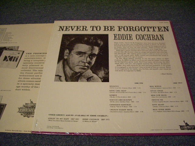 画像: EDDIE COCHRAN - NEVER TO BE FORGETTEN ( MINT-/MINT- ) /1962 US ORIGINAL mono LP With SHRINK WRAP  