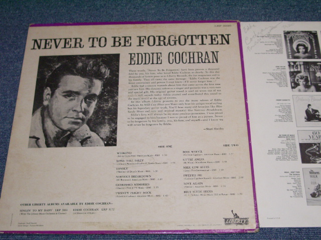 画像: EDDIE COCHRAN - NEVER TO BE FORGETTEN ( VG+++/VG+++ ) /1962 US ORIGINAL mono Used LP 