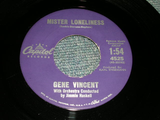 画像: GENE VINCENT - MISTER LONELINESS / 1960 US ORIGINAL 7"Single 