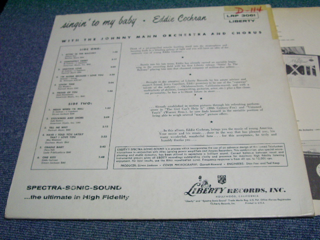 画像: EDDIE COCHRAN - SINGIN' TO MY BABY ( 1st DEBUT ALBUM ) /1960's MONO US 2nd PRESS LABEL LP  