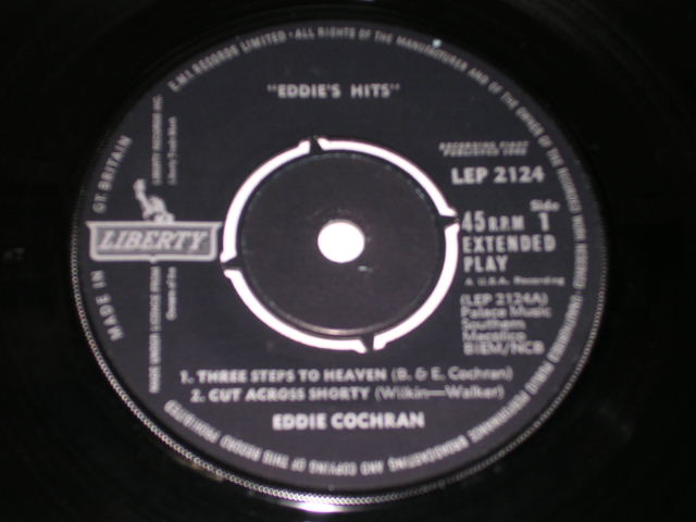 画像: EDDIE COCHRAN - EDDIE'S HITS / 1963 UK ORIGINAL 7"EP With PICTURE SLEEVE  