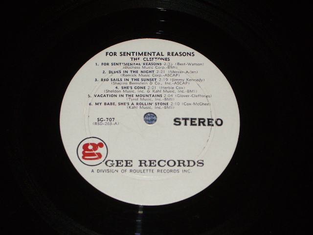 画像: THE CLEFTONES - FOR SENTIMENTAL REASONS / 1961 US AMERICA ORIGINAL Rare! STEREO uSED  LP  