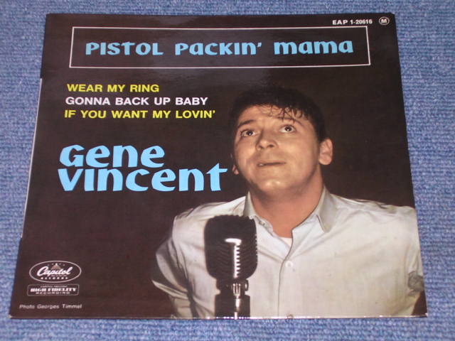 画像1: GENE VINCENT - PISTOL PACKIN' MAMA / 1950s FRANCE ORIGINAL 7"EP With PICTURE SLEEVE  