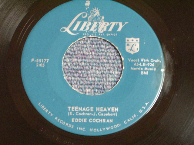 画像1: EDDIE COCHRAN - TEENAGE HEAVEN ( 2nd PRESS "TEENAGE" CREDIT LABEL) / 1959 US ORIGINAL 7" Single  