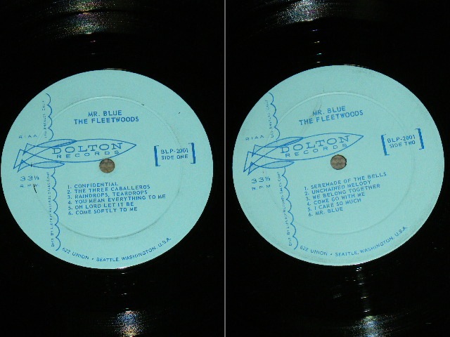 画像: THE FLEETWOODS - MR.BLUE ( Ex++,Ex+/Ecx+,Ex++) / 1960 US ORIGINAL " 2nd  PRESS 'LIGHT(PALE)  BLUE' LABEL  With DOLPHINE ON LEFT"  Used MONO LP  