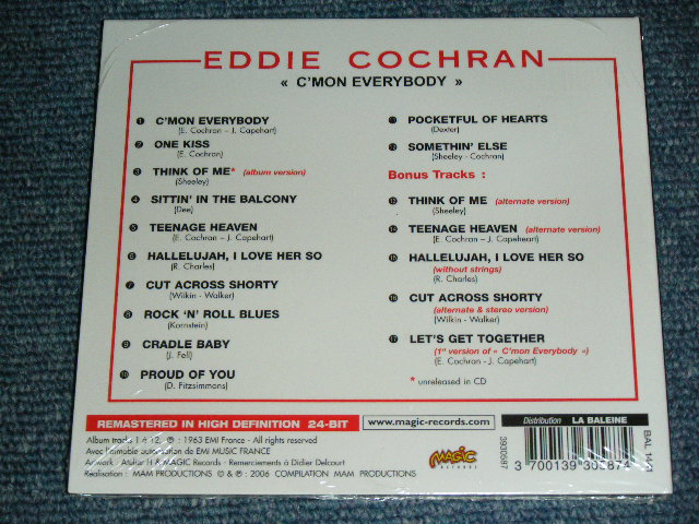 画像: EDDIE COCHRAN - C'MON EVERYBODY  ( ORIGINAL FRENCH  ALBUM + BONUS ) / 2006 FRANCE ORIGINAL Brand New Sealed CD 