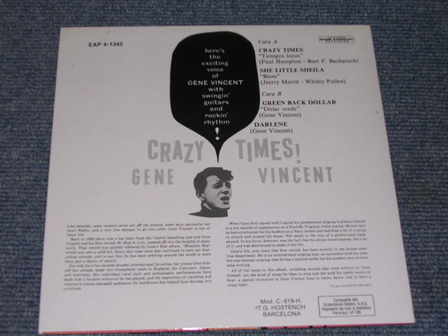 画像: GENE VINCENT - CRAZY TIMES ! / 1980s SPAIN REISSUE 7"EP With PICTURE SLEEVE  