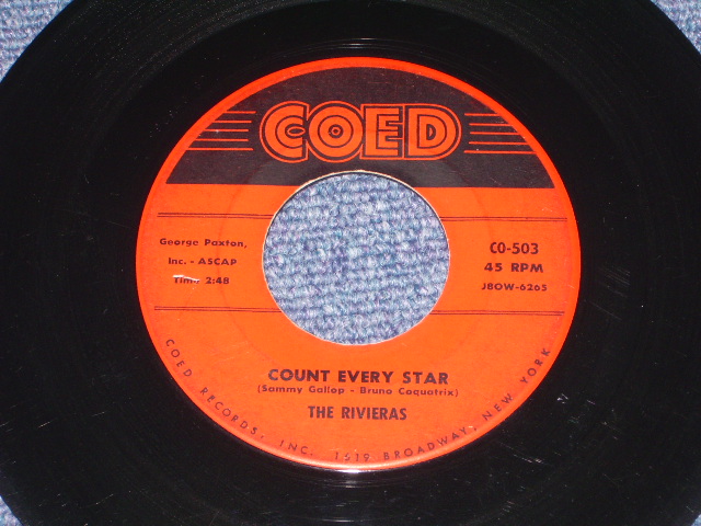 画像1: THE RIVIERAS - COUNT EVERY STAR / 1958 US Original 7" Single  