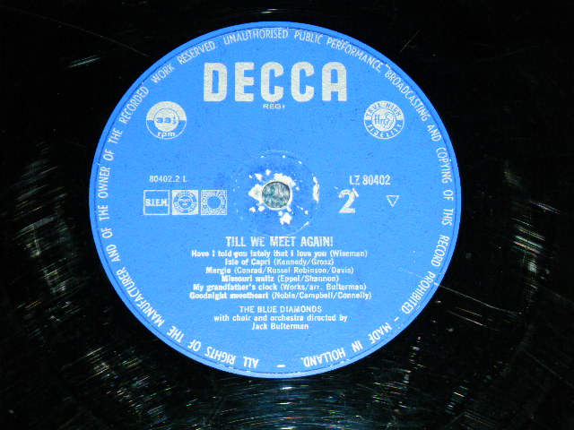 画像: THE BLUE DIAMONDS - TILL WE MEET AGAIN  / 1960's HOLLAND  ORIGINAL Used LP 